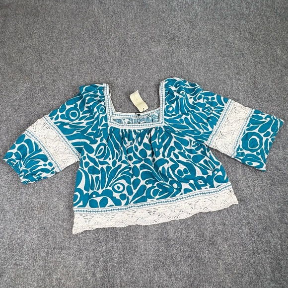 Rachel Zoe Tops - Rachel Zoe Boho Peasant Top XL Linen Blend Lace Trim‎ Cottagecore Festival Fairy